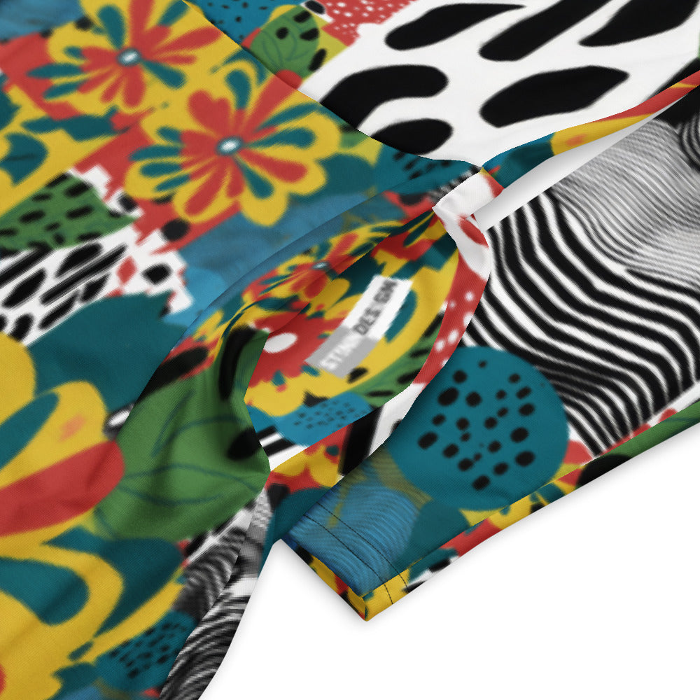 All-over print long sleeve midi dress 267