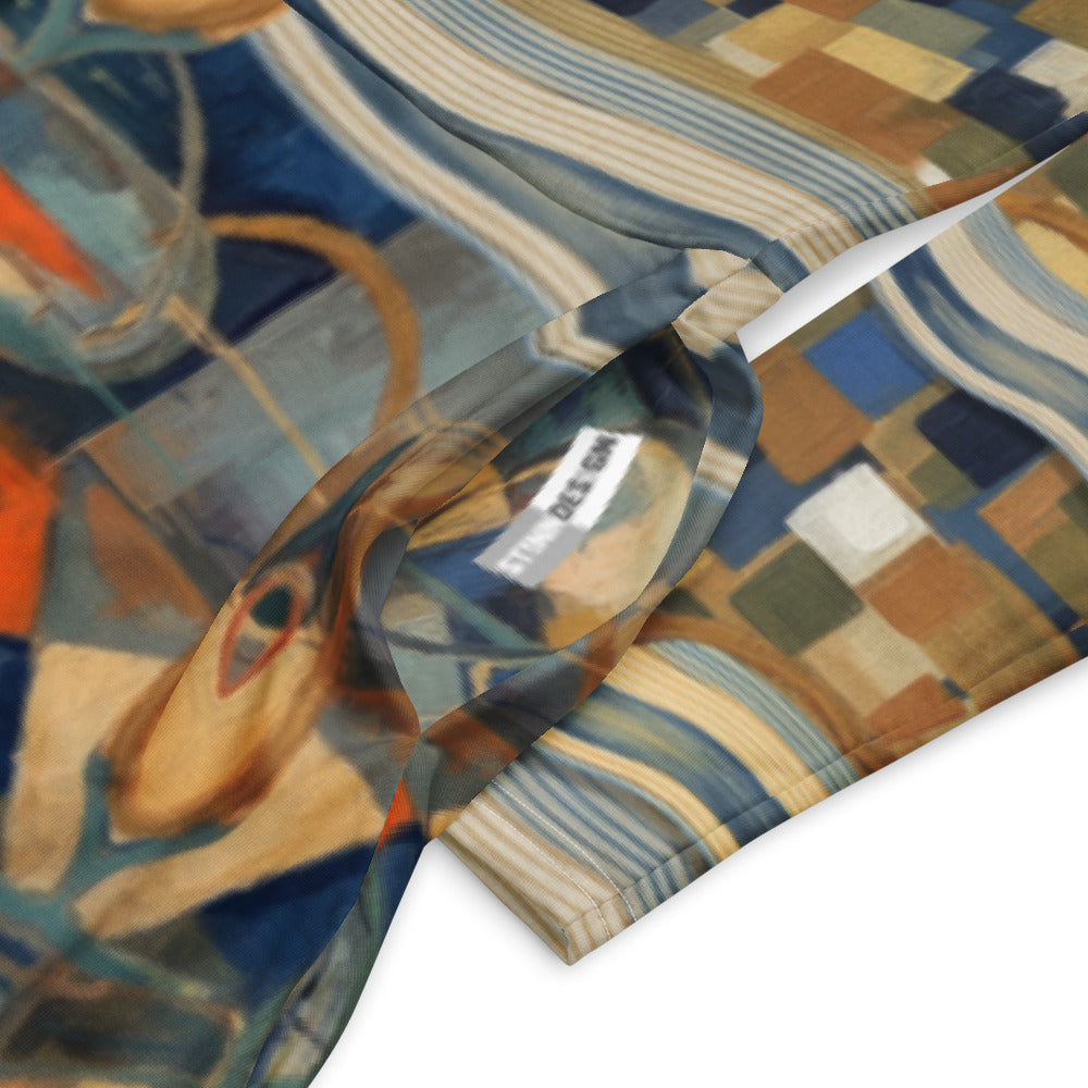 All-over print long sleeve midi dress 276C