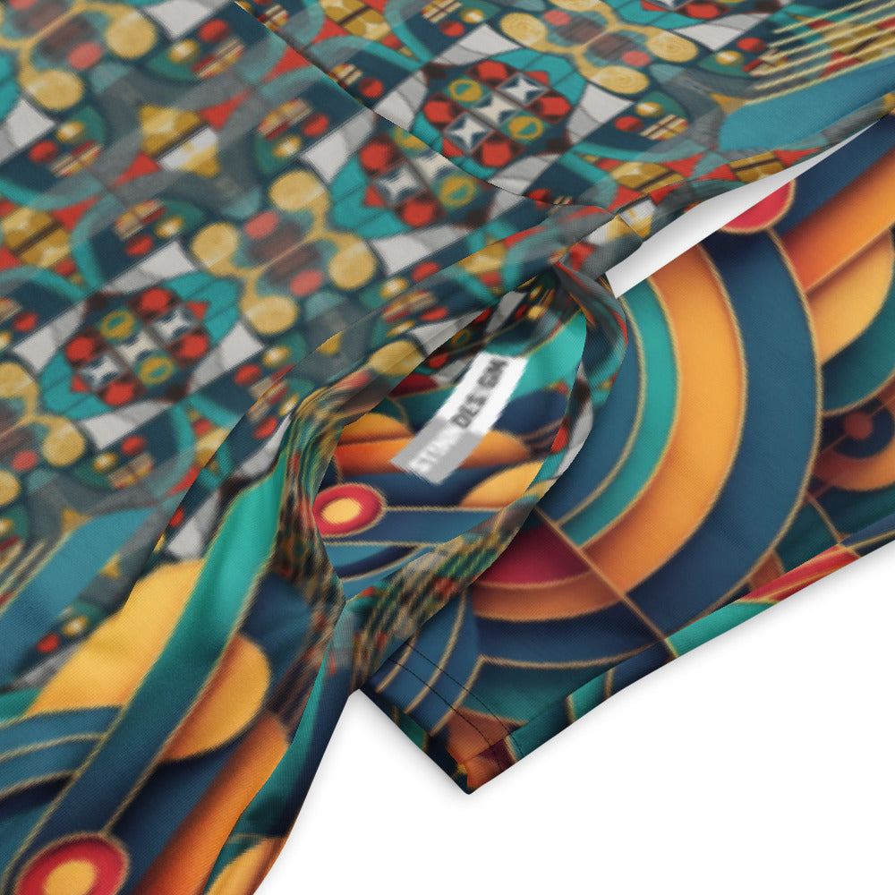 All-over print long sleeve midi dress 283D