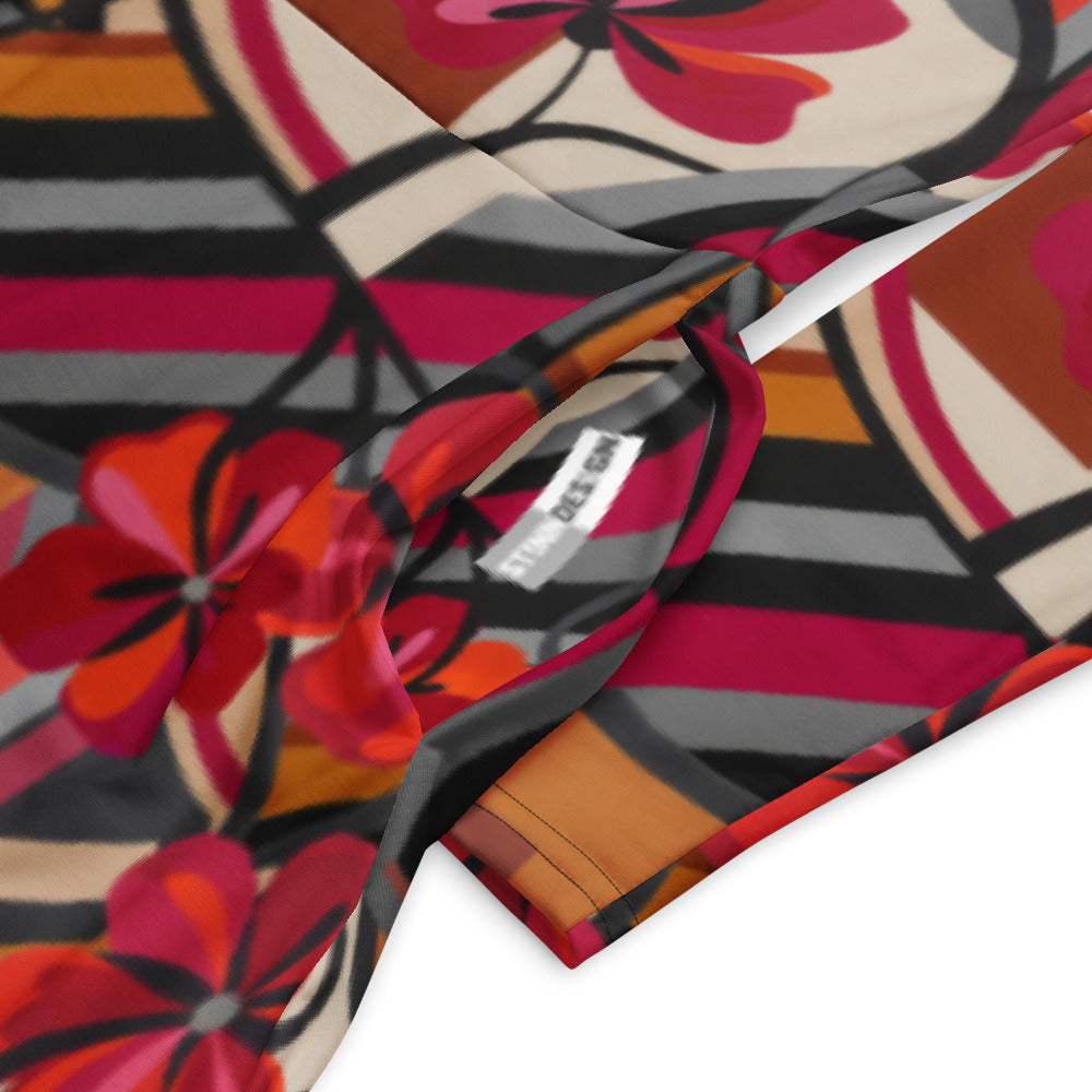 All-over print long sleeve midi dress 300