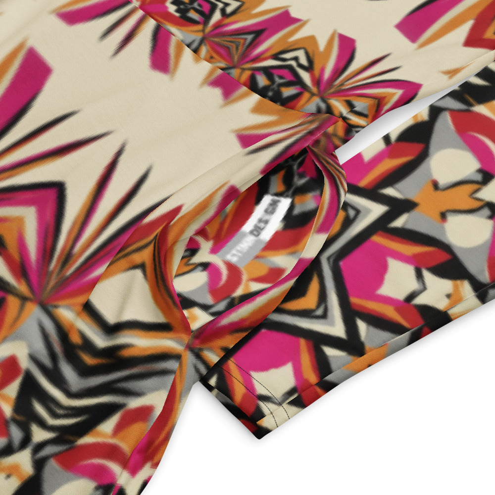 All-over print long sleeve midi dress 301Bkl1