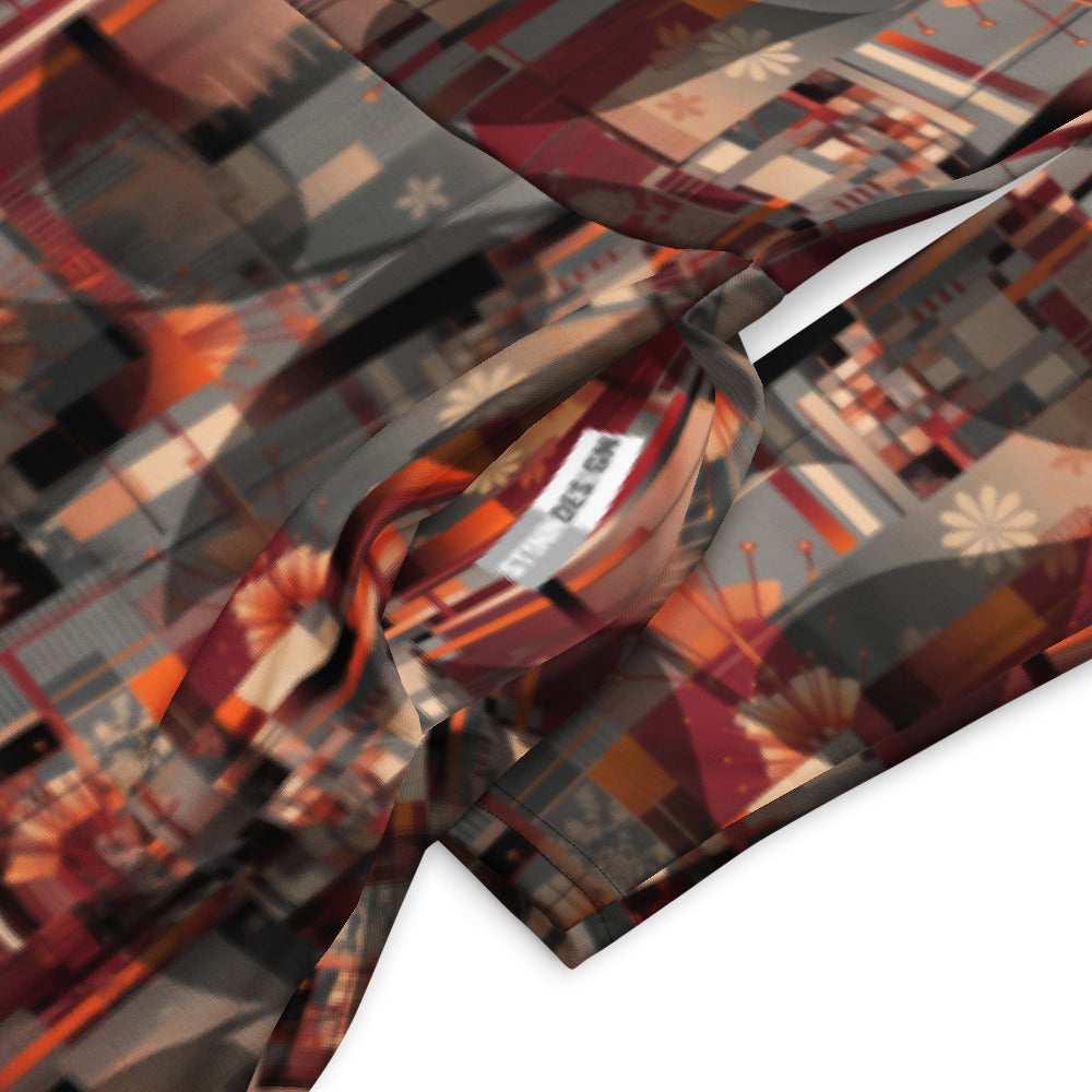 All-over print long sleeve midi dress 305B