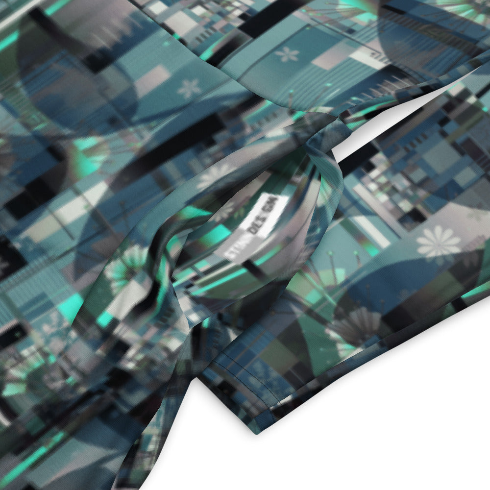 All-over print long sleeve midi dress 305Bkl2