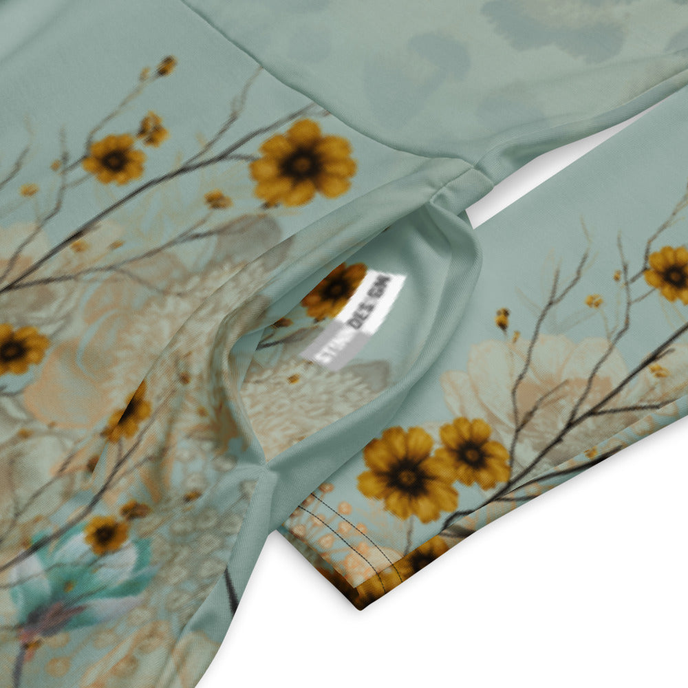 All-over print long sleeve midi dress tijger flowers