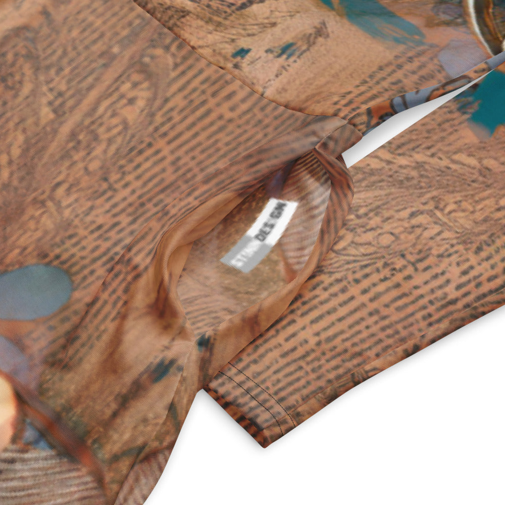 All-over print long sleeve midi dress 63