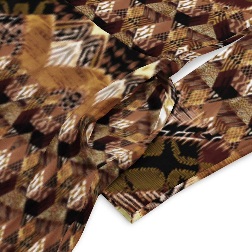 All-over print long sleeve midi dress 308Bkl2