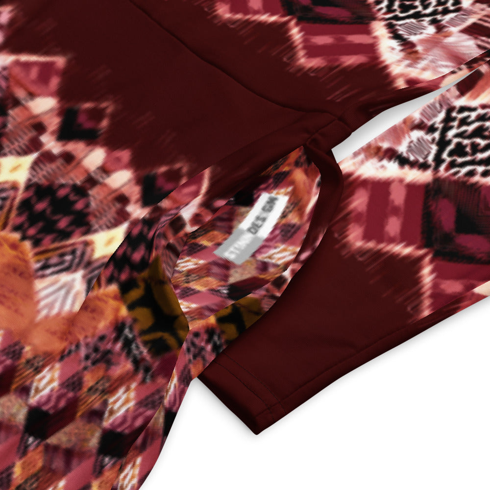 All-over print long sleeve midi dress 308B