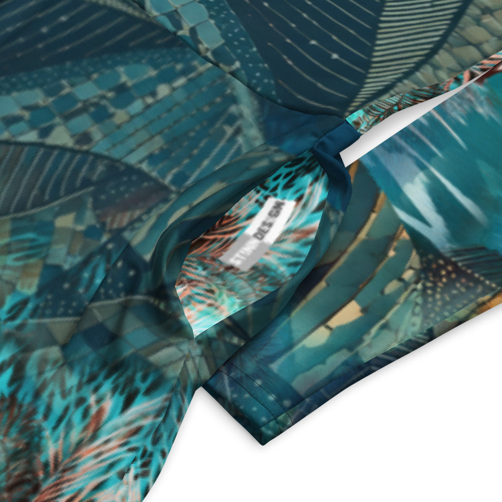 All-over print long sleeve midi dress 312