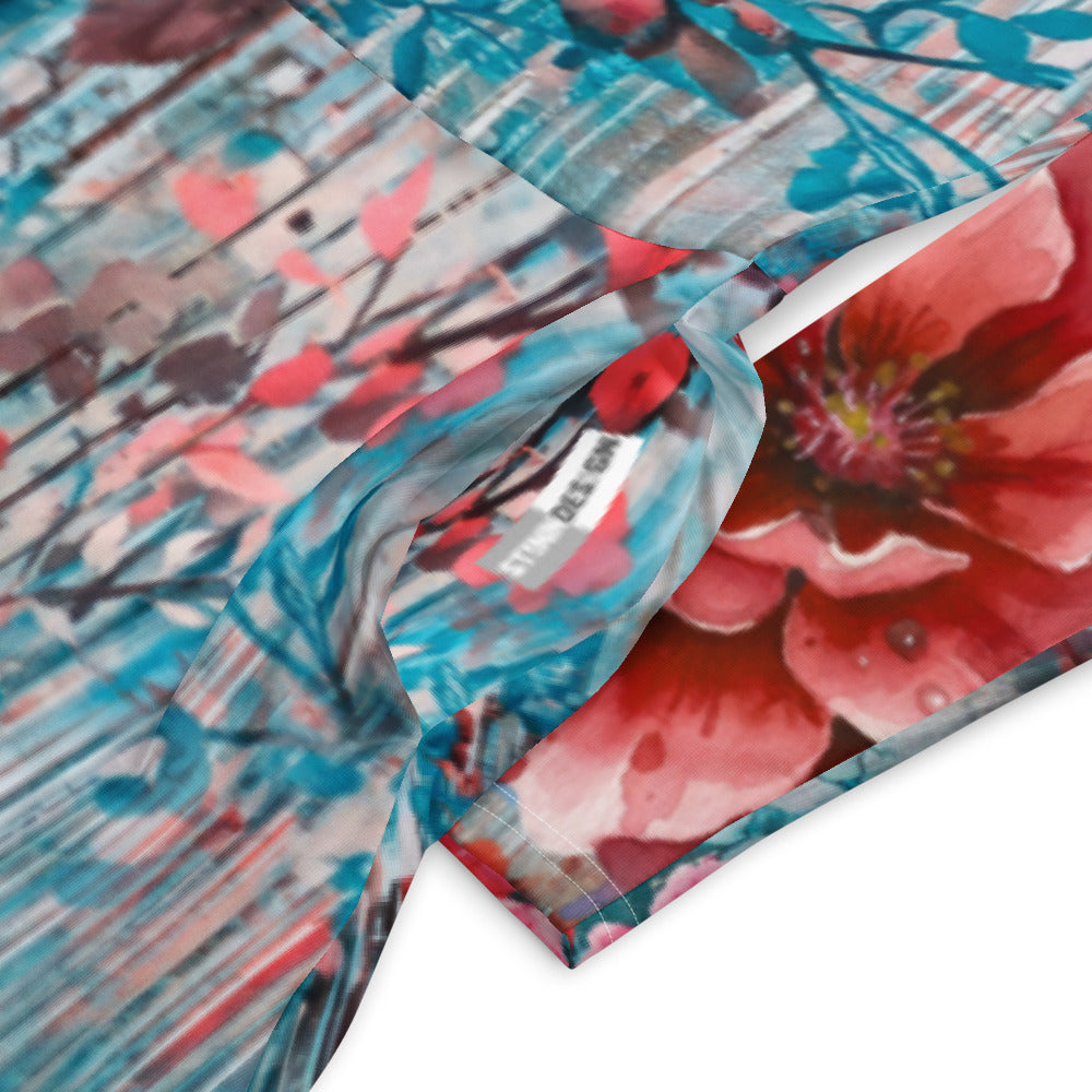 All-over print long sleeve midi dress 315C