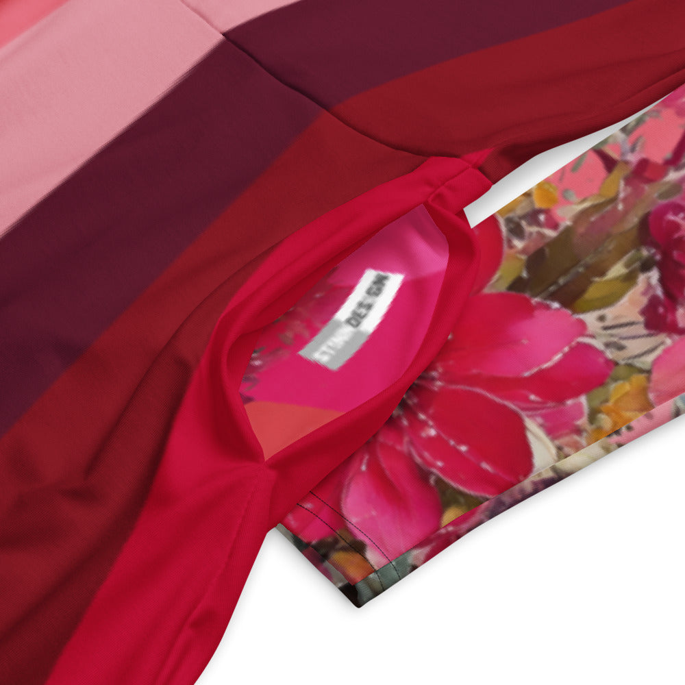 All-over print long sleeve midi dress 318C