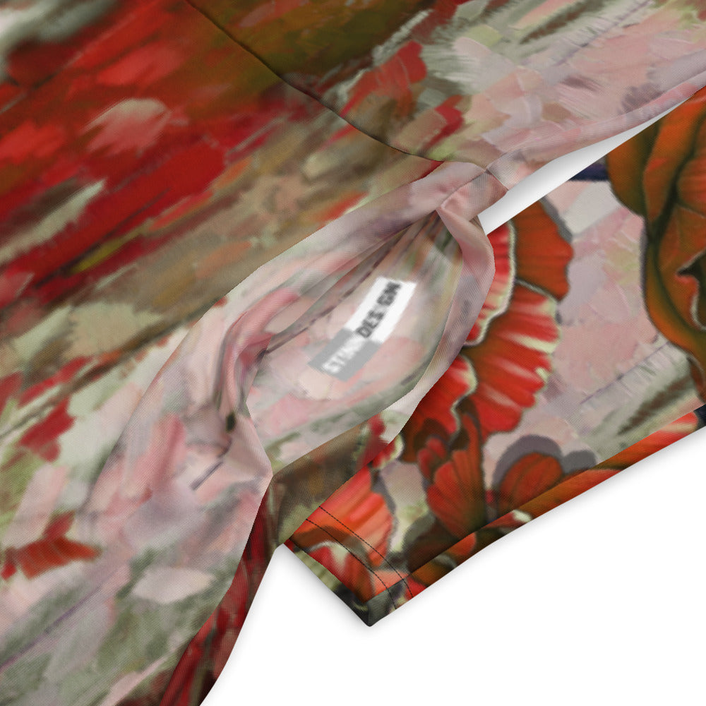 All-over print long sleeve midi dress 317Fkl2