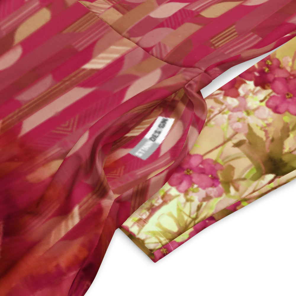 All-over print long sleeve midi dress 321Bkl5