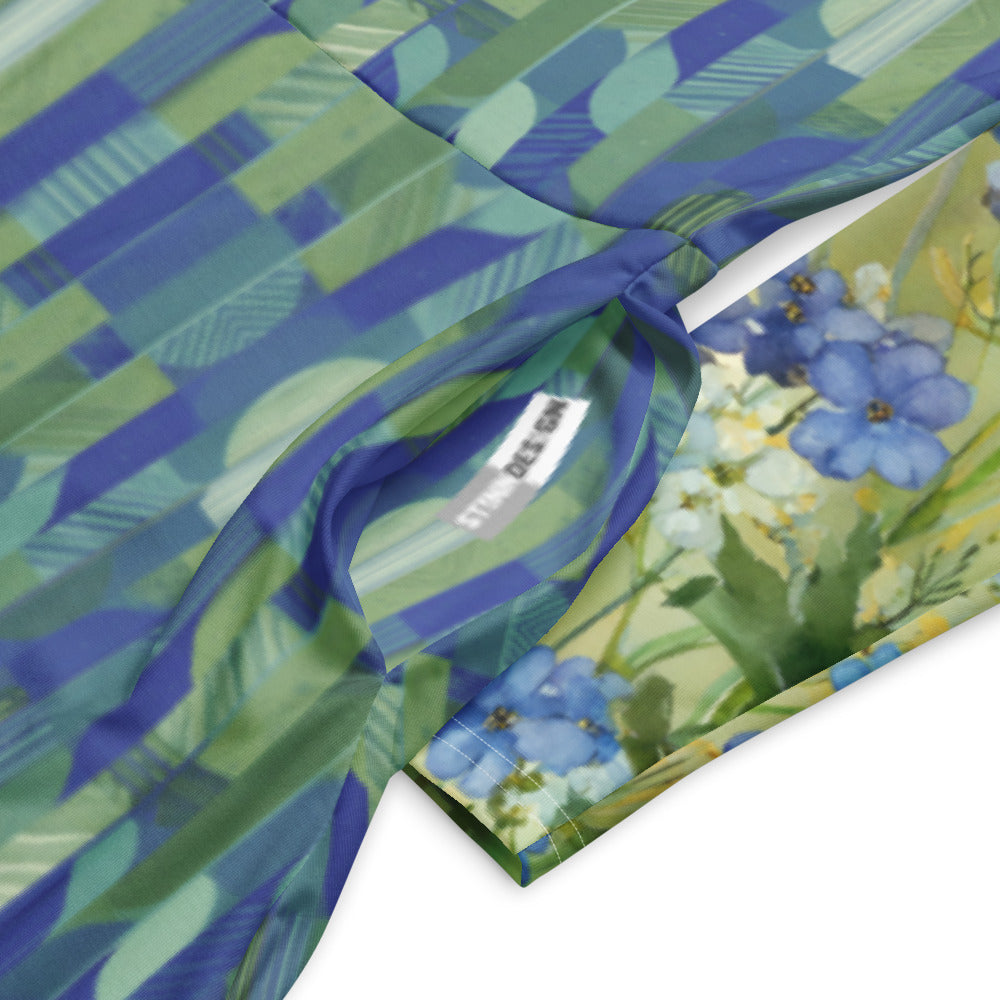 All-over print long sleeve midi dress 321Bkl3c