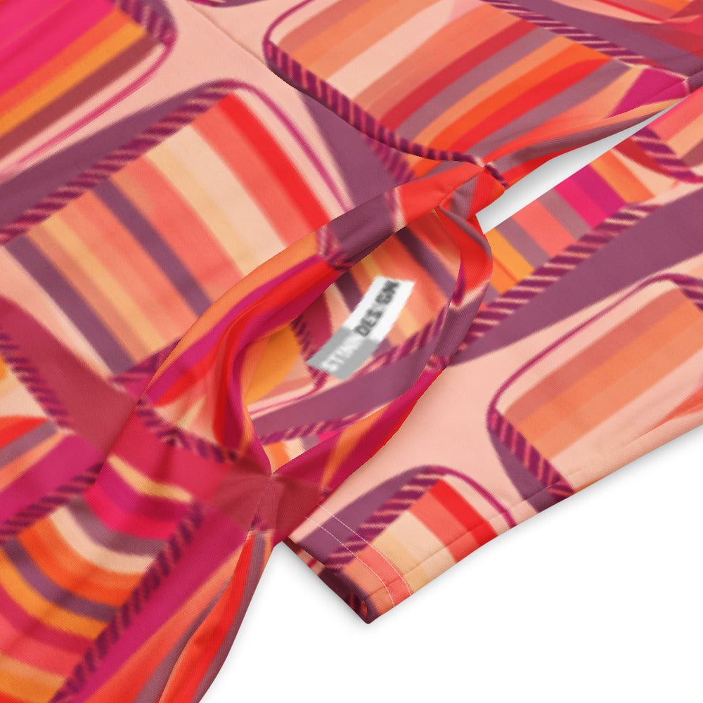 All-over print long sleeve midi dress 325Bkl2