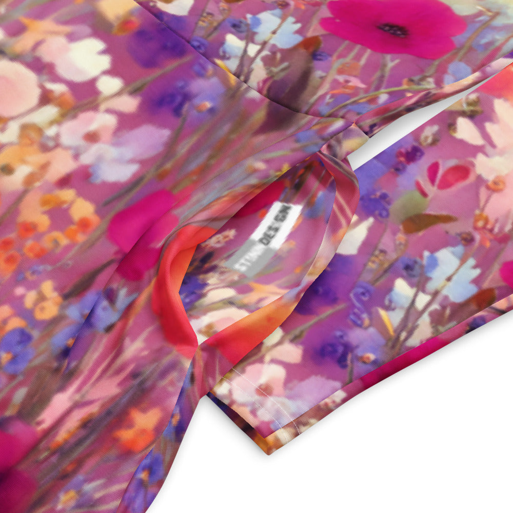 All-over print long sleeve midi dress 334