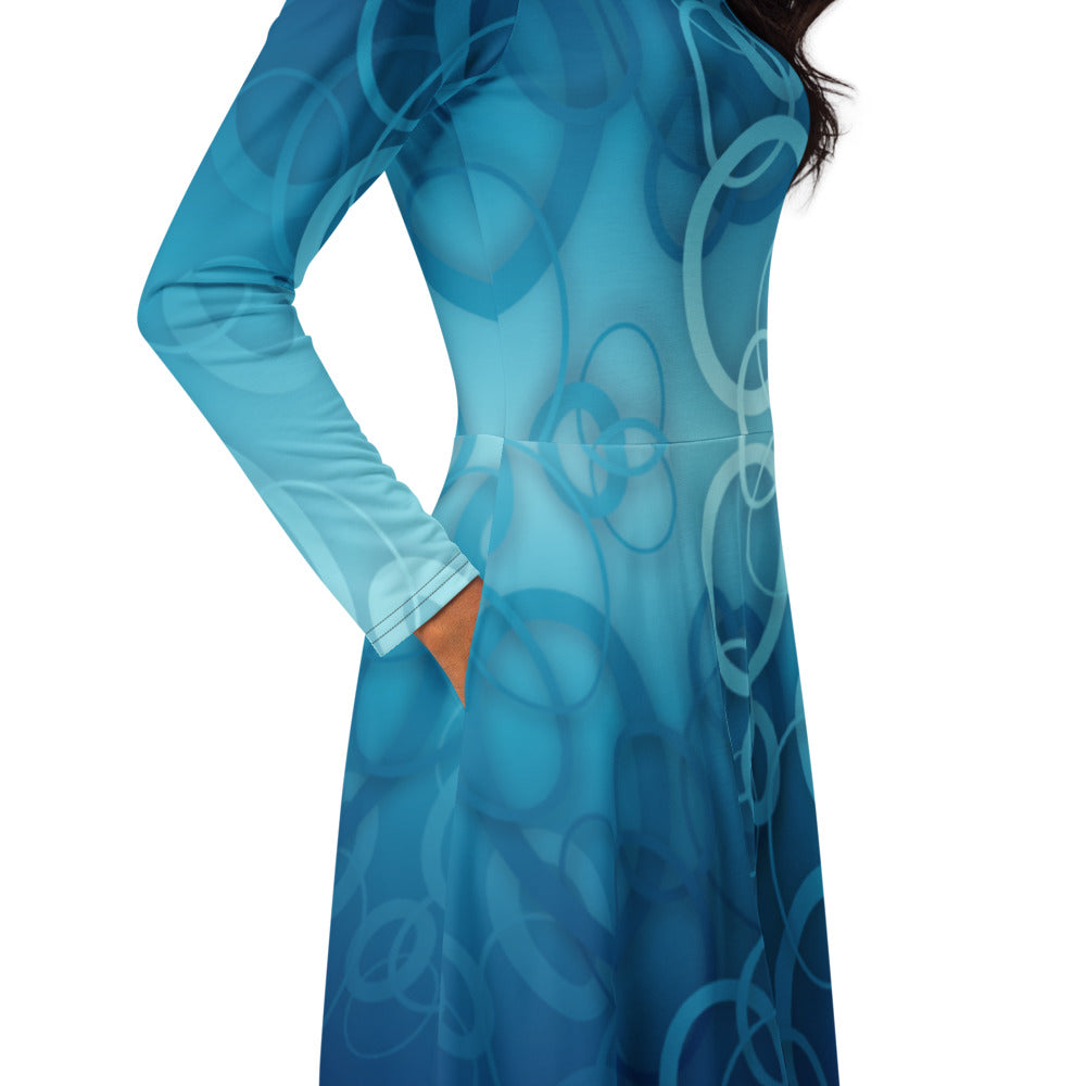 All-over print long sleeve midi dress 359kl1