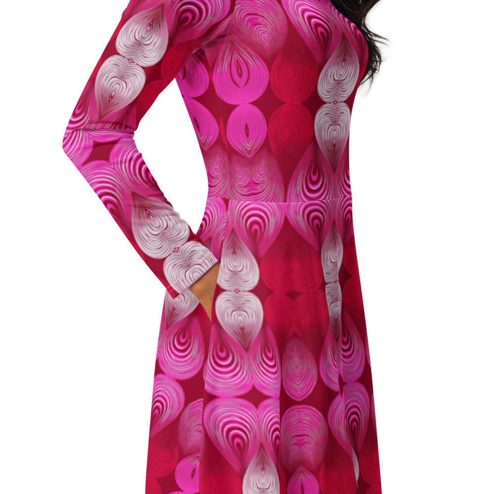 All-over print long sleeve midi dress 362kl4