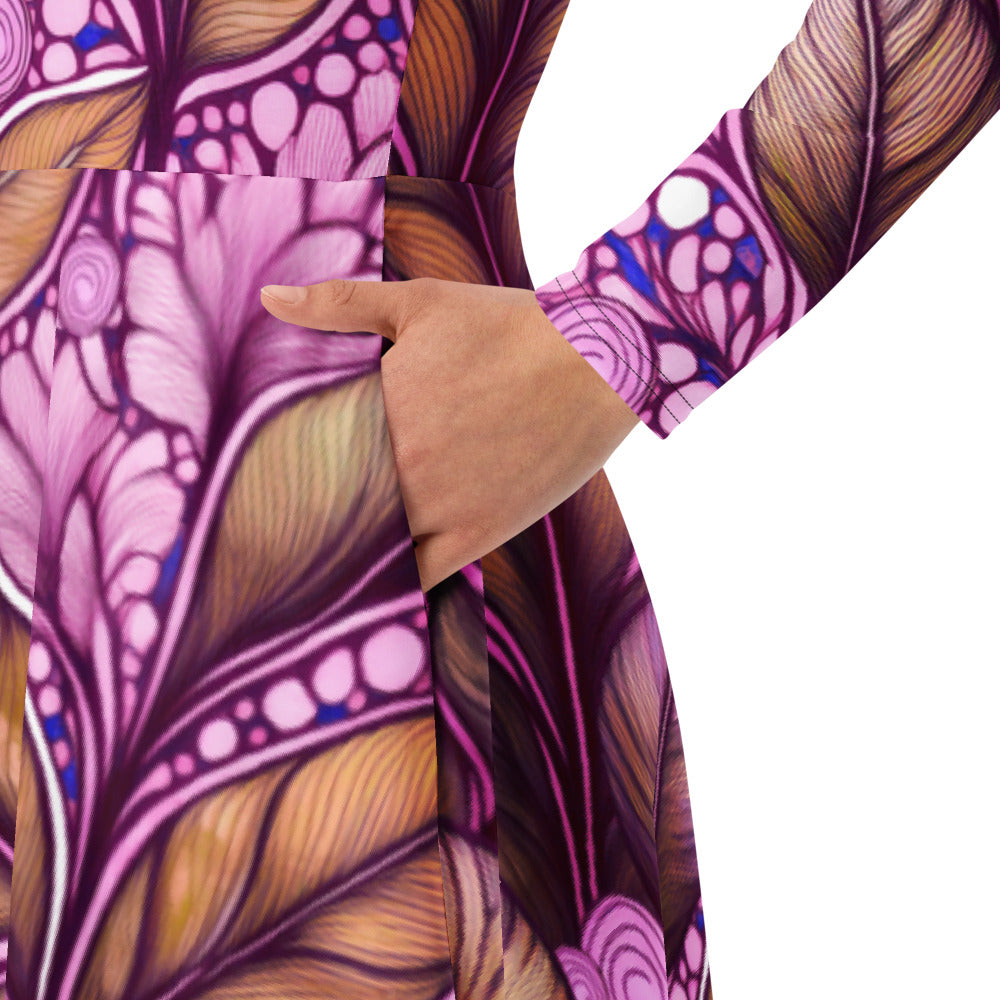 All-over print long sleeve midi dress 251kl3b