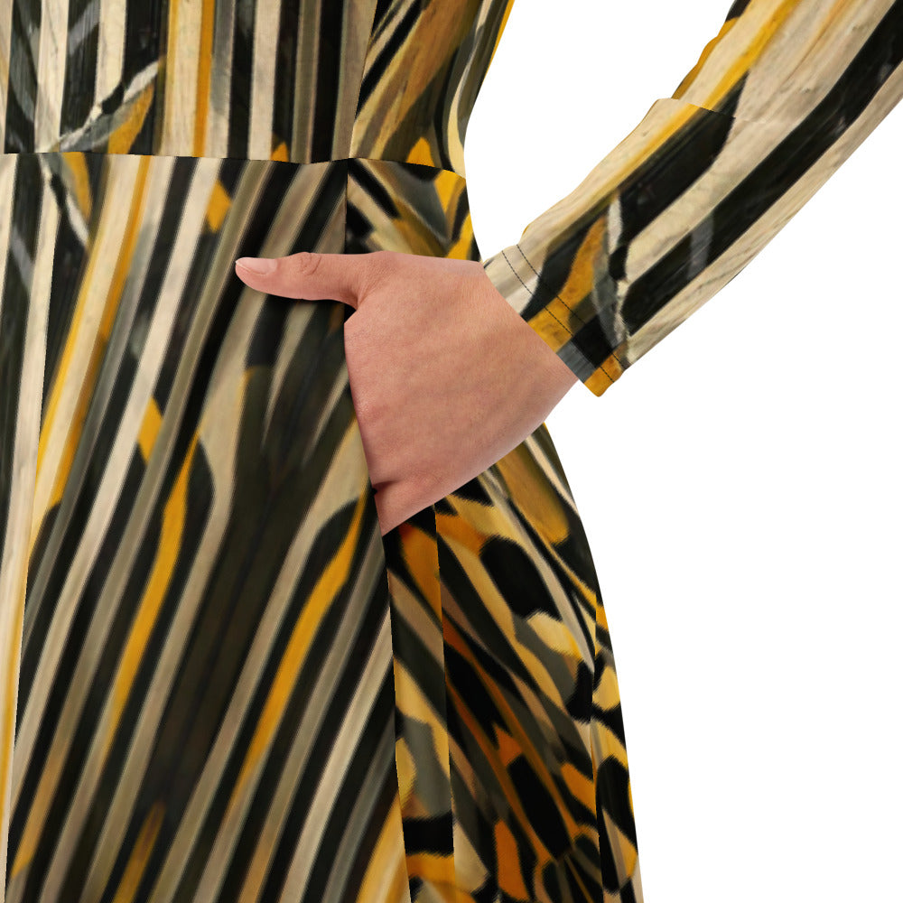 All-over print long sleeve midi dress 83i