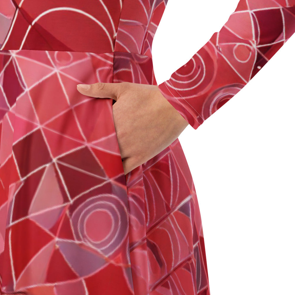 All-over print long sleeve midi dress 38K