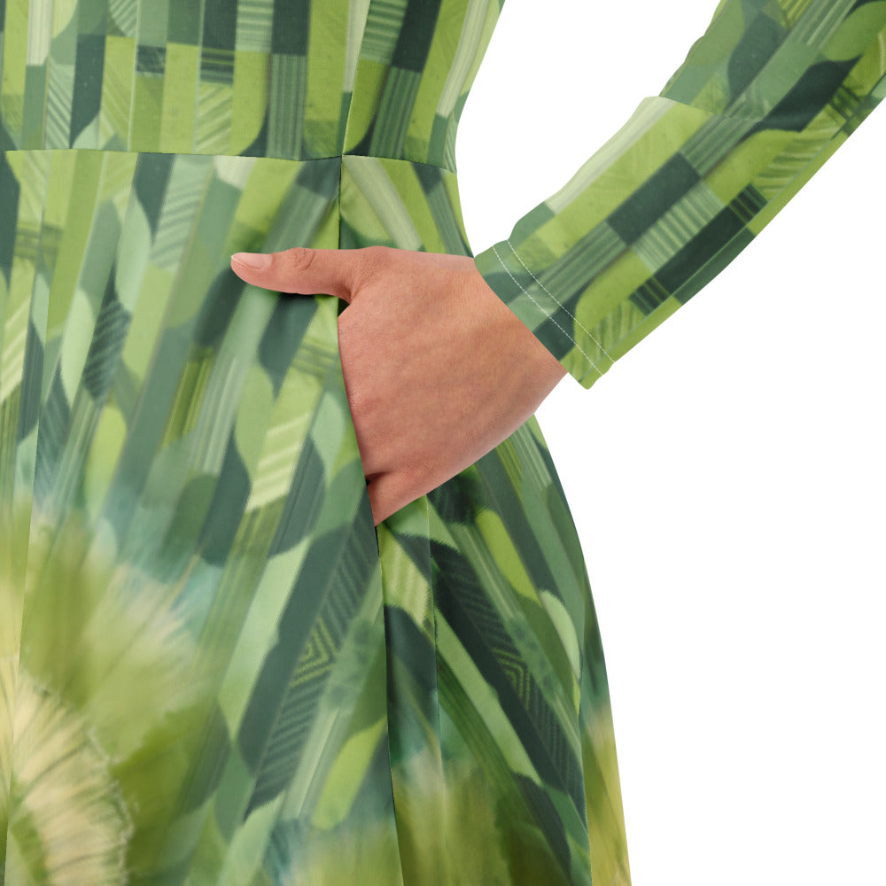 All-over print long sleeve midi dress 321kl1