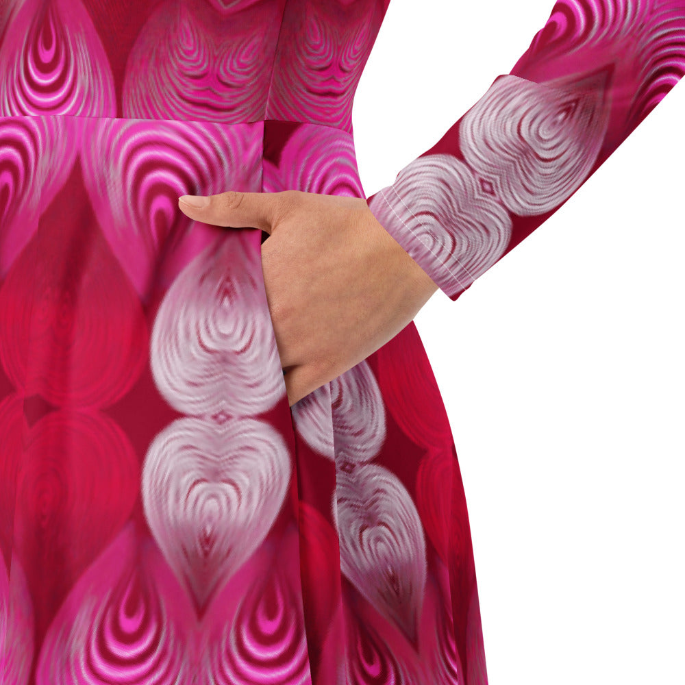 All-over print long sleeve midi dress 362kl4