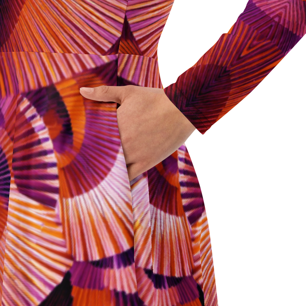 All-over print long sleeve midi dress 367kl2