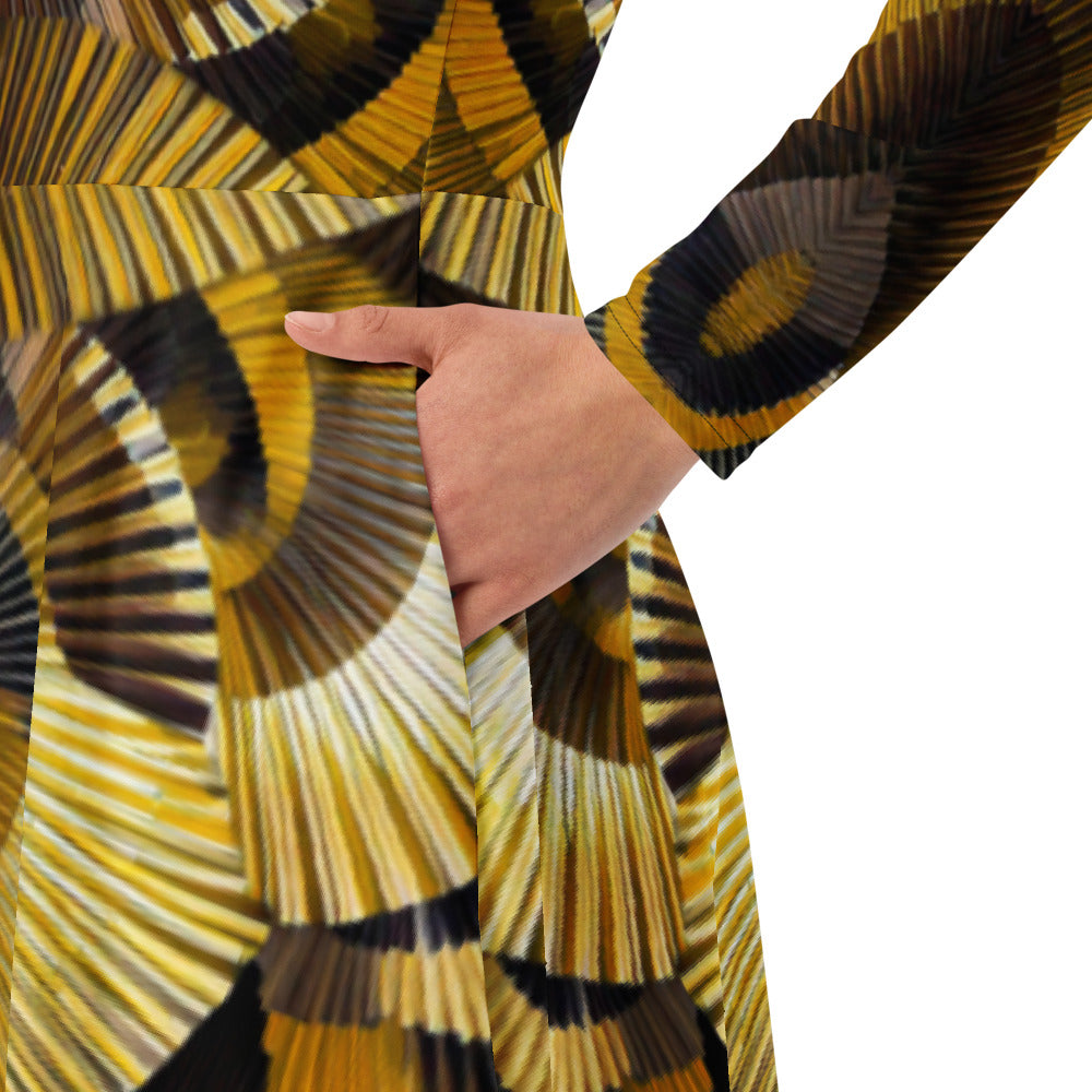All-over print long sleeve midi dress 367kl1