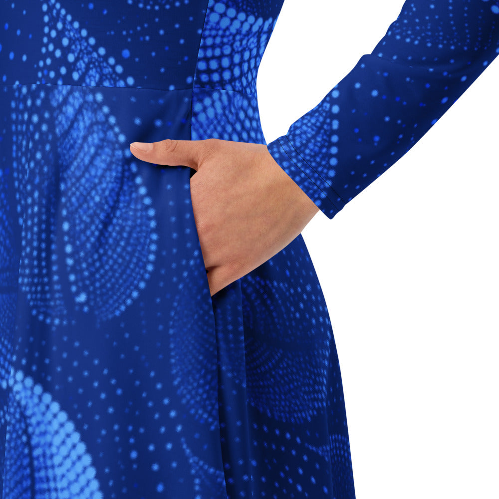 All-over print long sleeve midi dress 372kl5