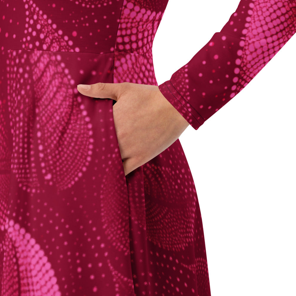 All-over print long sleeve midi dress 372kl4