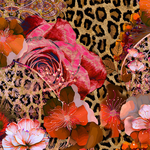 All-over print long sleeve midi dress  356kl1