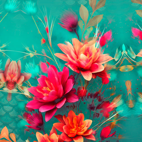 All-over print long sleeve midi dress  360kl1b