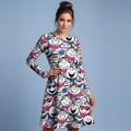All-over print long sleeve midi dress LiesB